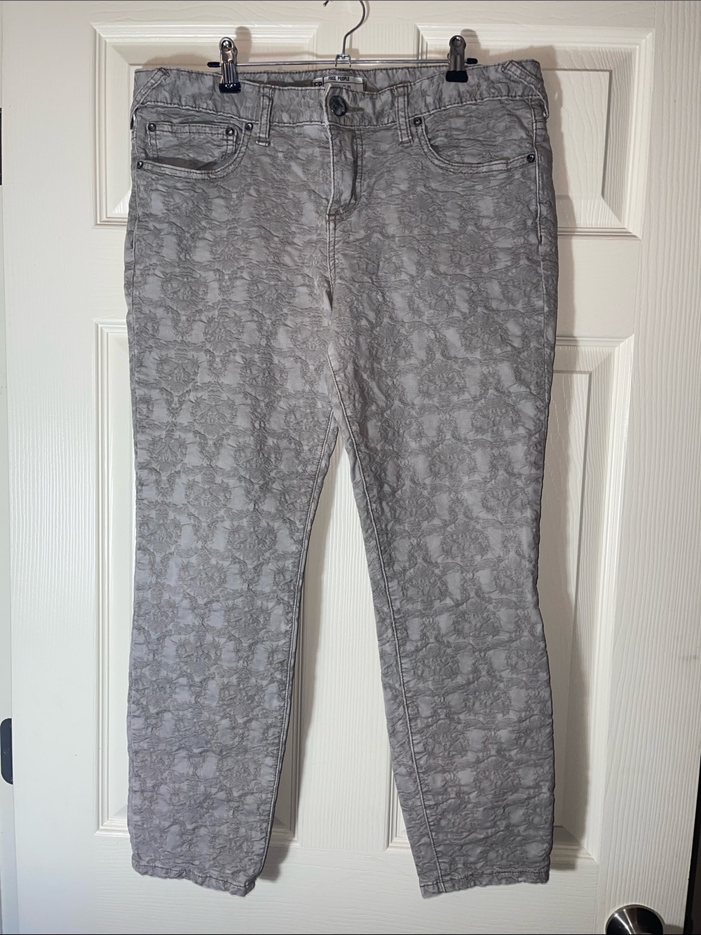 Free People Gray Textured Jeggings